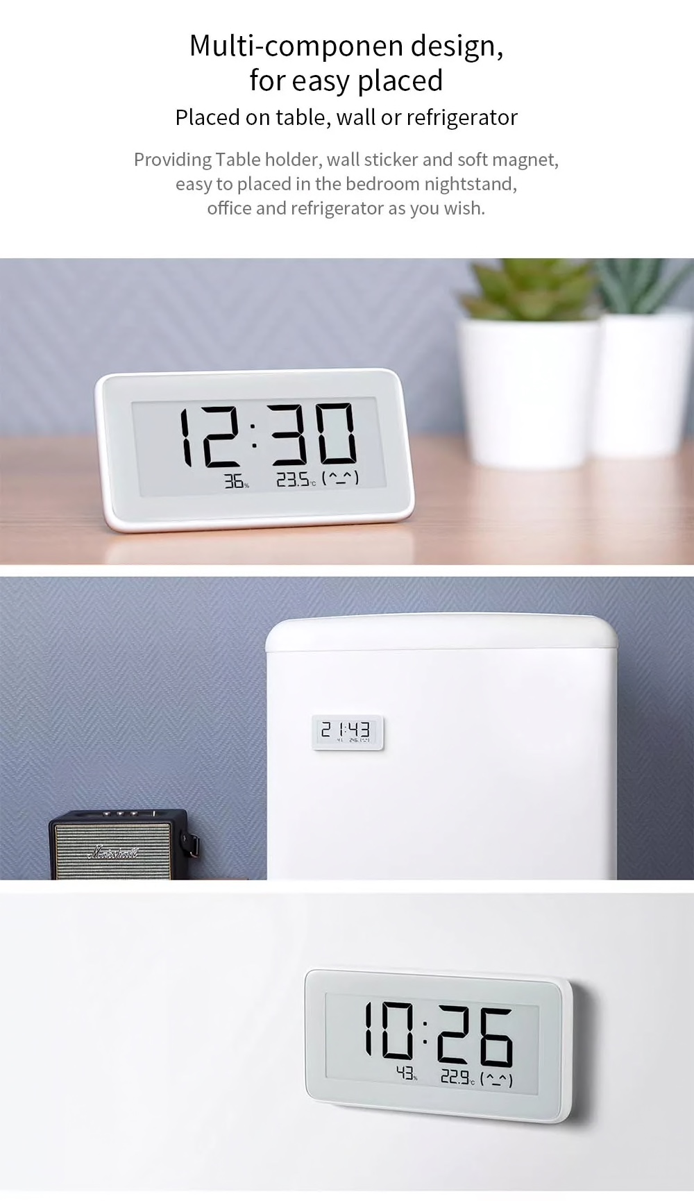 Xiaomi Mijia Smart Digital clock Thermometer Humidity - Chytré hodiny s senzorem teploty a vlhkosti mi home